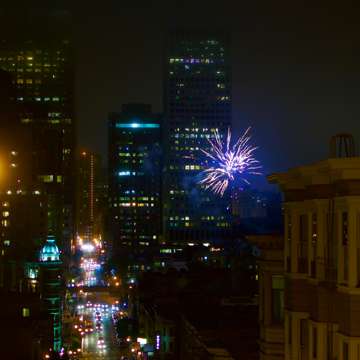 Illegal fireworks light up Chinatown. (San Francisco)