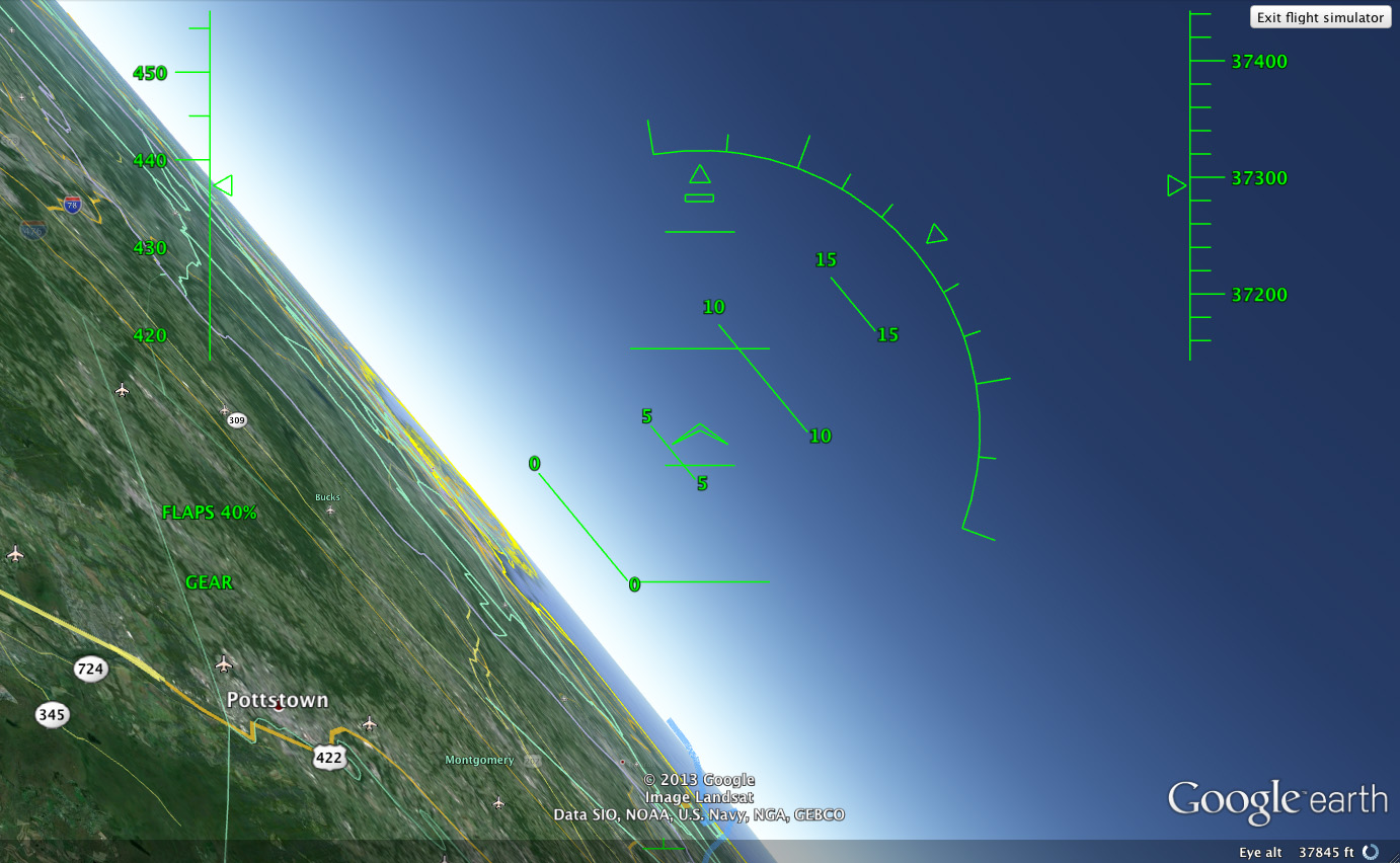 Plotting airplane GPS data in Google Earth — Kevin Chen