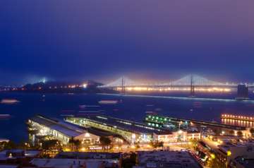The Bay Bridge at night. (San Francisco)